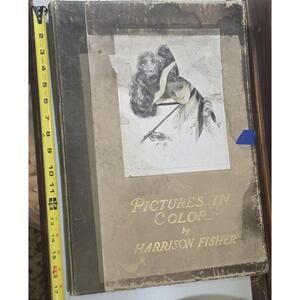 Pictures In Color 2x Harrison Fisher Original Lithographs Signed  1908 w/ Album